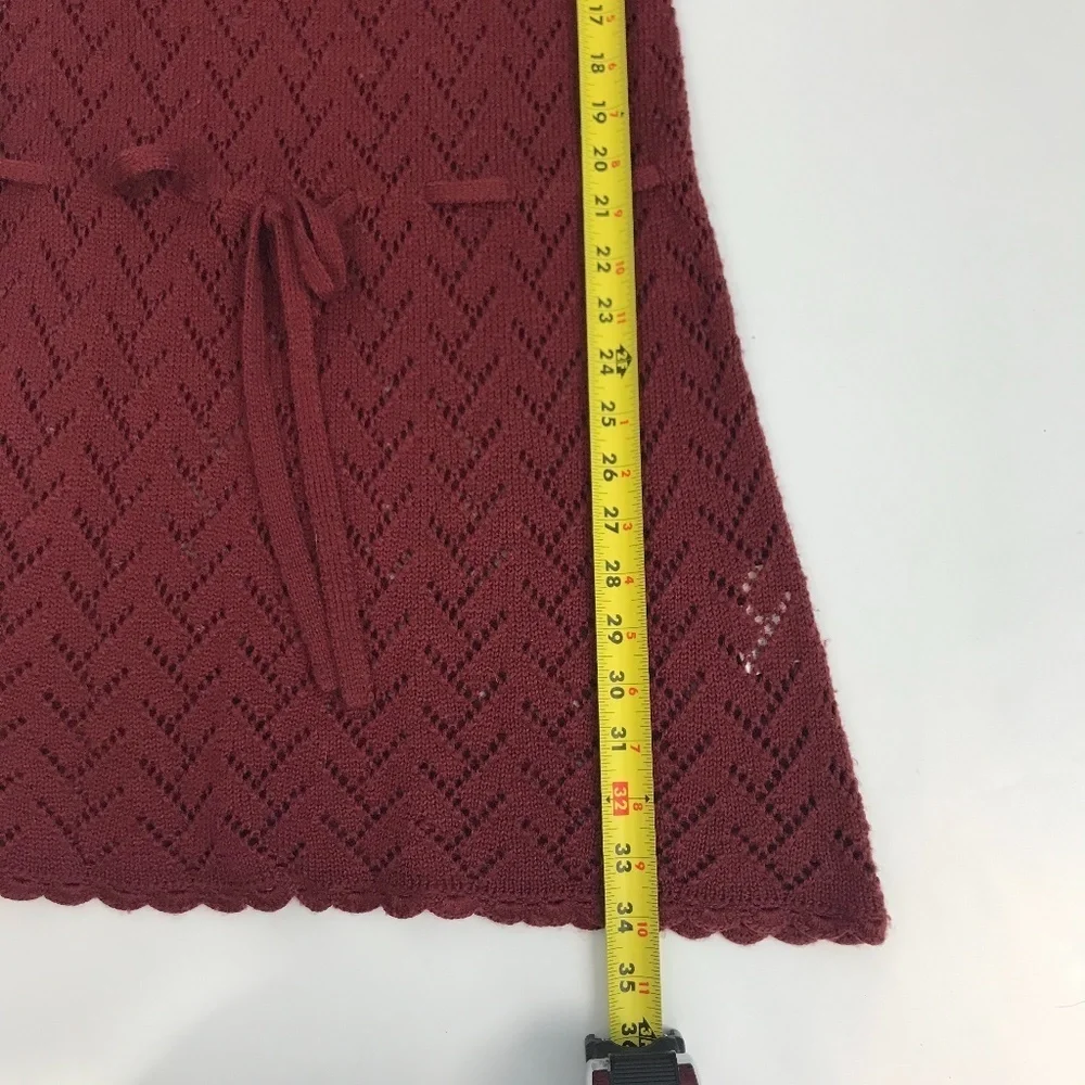 Gaminerie burgundy short sleeve crochet tunic sweater S-M